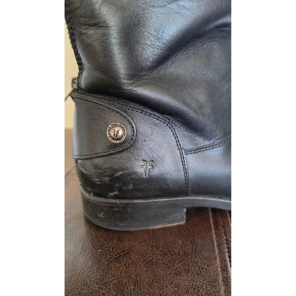 Frye Melissa Old‎ Money Preppy Button Back Zip Riding Leather High Boot sz 8B
